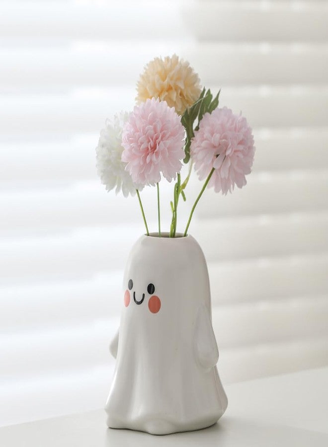 TSCVPJL Cute Ghost Vase Ceramic Ghost Bucket Vase, H 5.9" Halloween Vases Ceramic Ghosts Decor for Home Table Desk Bedroom Halloween Decorations, Ceramic Vases for Flowers (A-Matte Finish) - Image 3